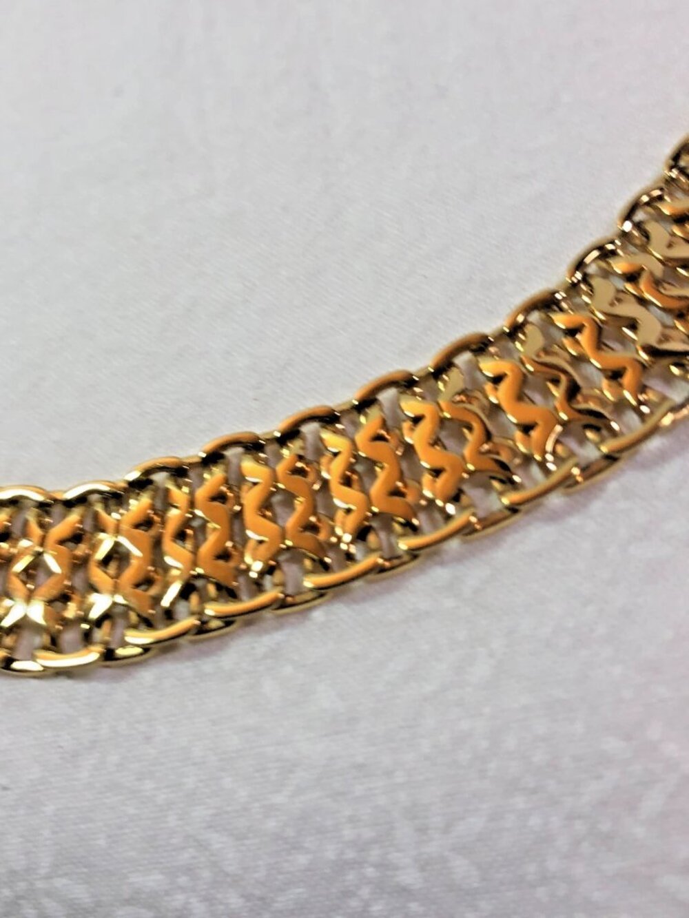 Monet Woven Flat Chain Collar Retro Vintage Gold Toned Necklace 16 Inch - Picture 3 of 11